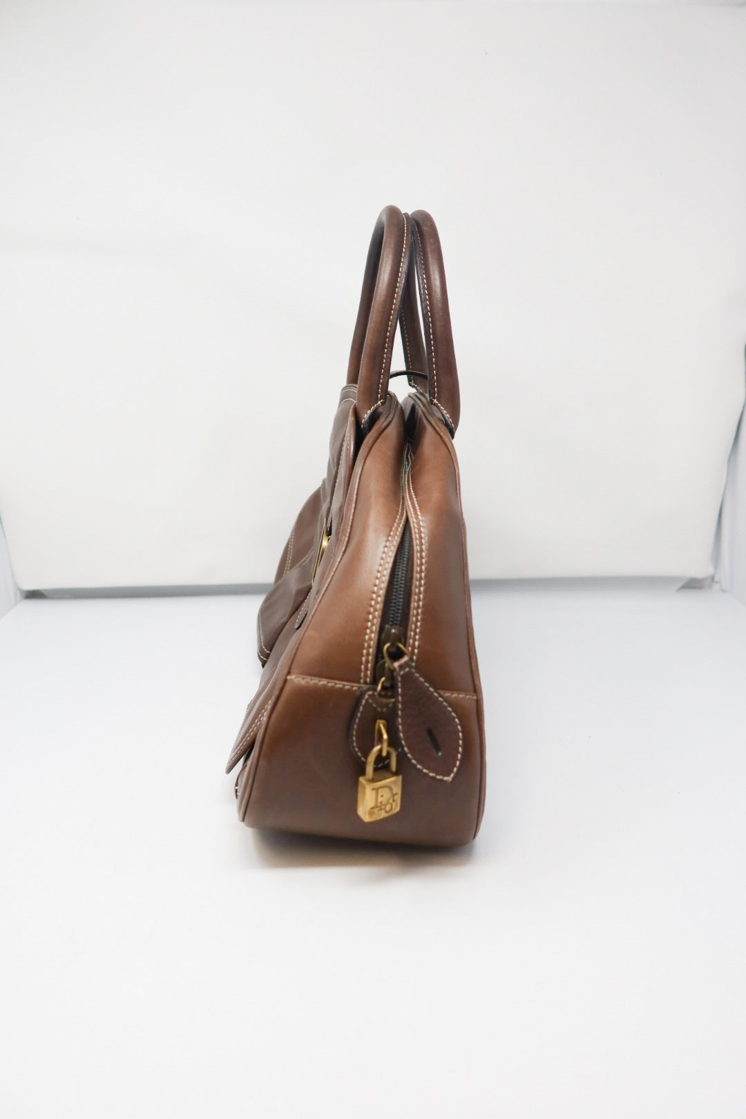 Dior Double Saddle Bowler Brown Leather Bag