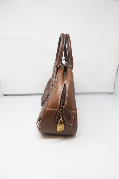 Dior Double Saddle Bowler Brown Leather Bag