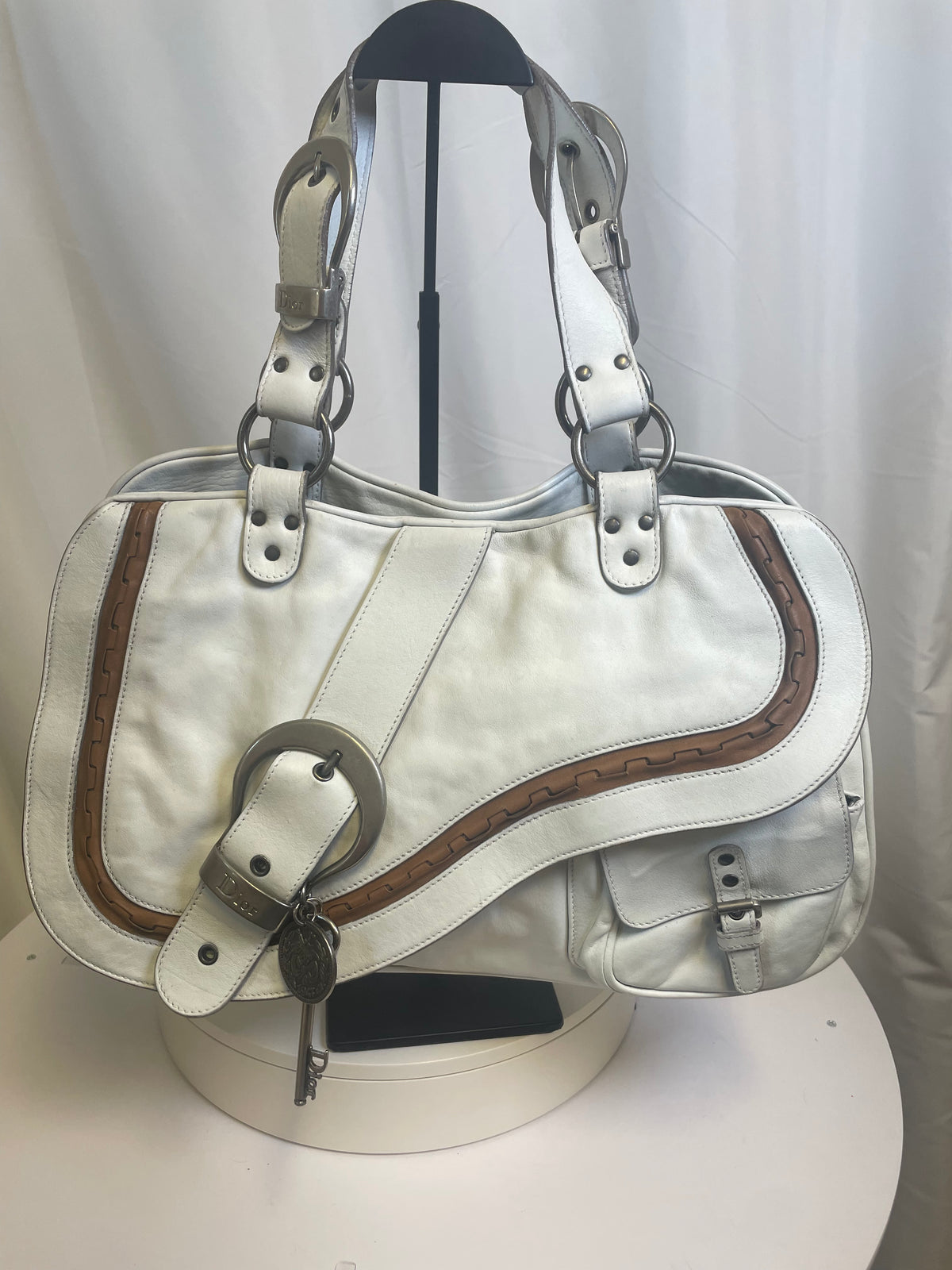 Dior White Gaucho Leather Bag