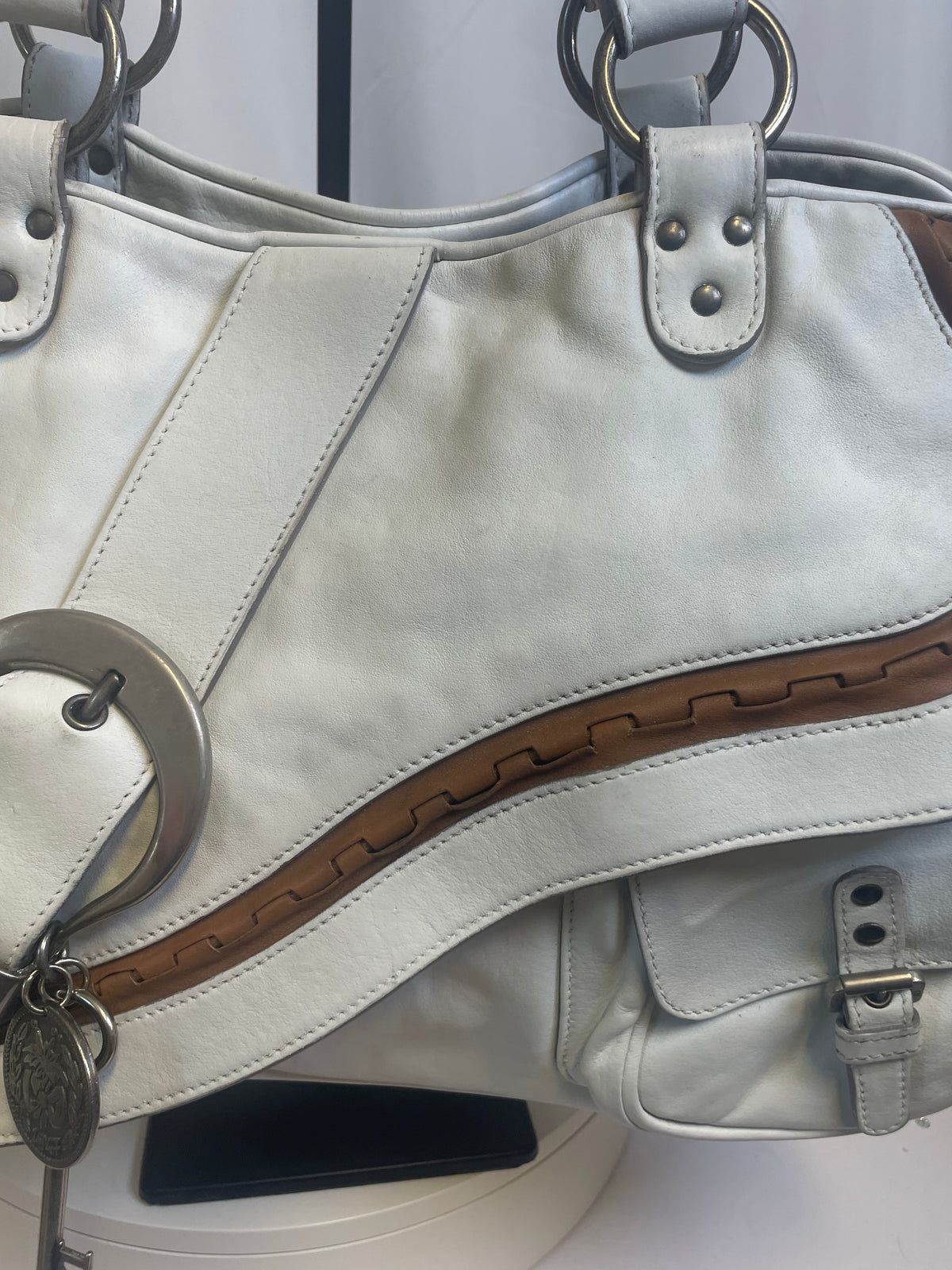 Dior White Gaucho Leather Bag
