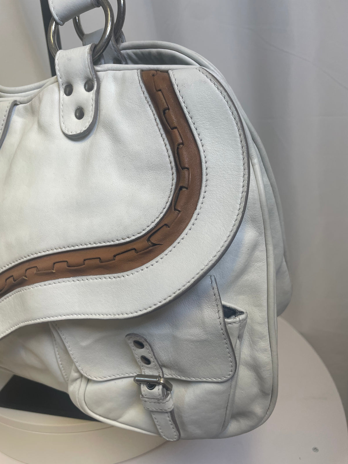 Dior White Gaucho Leather Bag