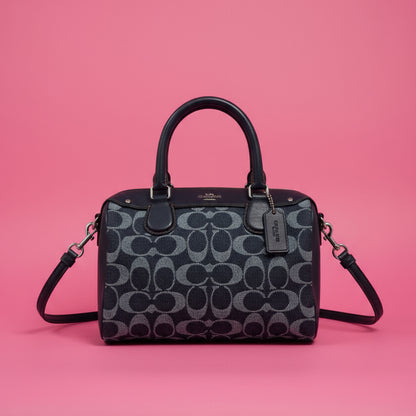 Coach Monogram Denim Leather 2Way Bag