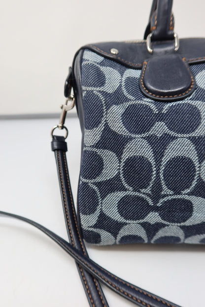 Coach Monogram Denim Leather 2Way Bag