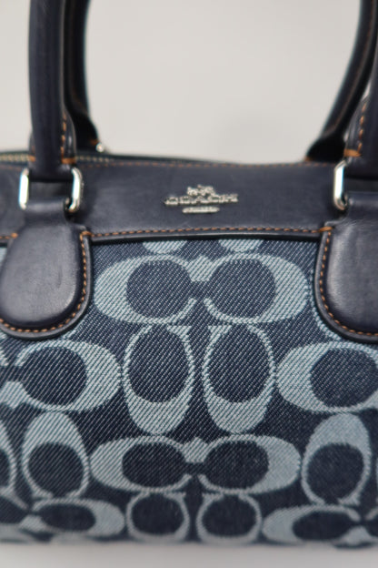 Coach Monogram Denim Leather 2Way Bag