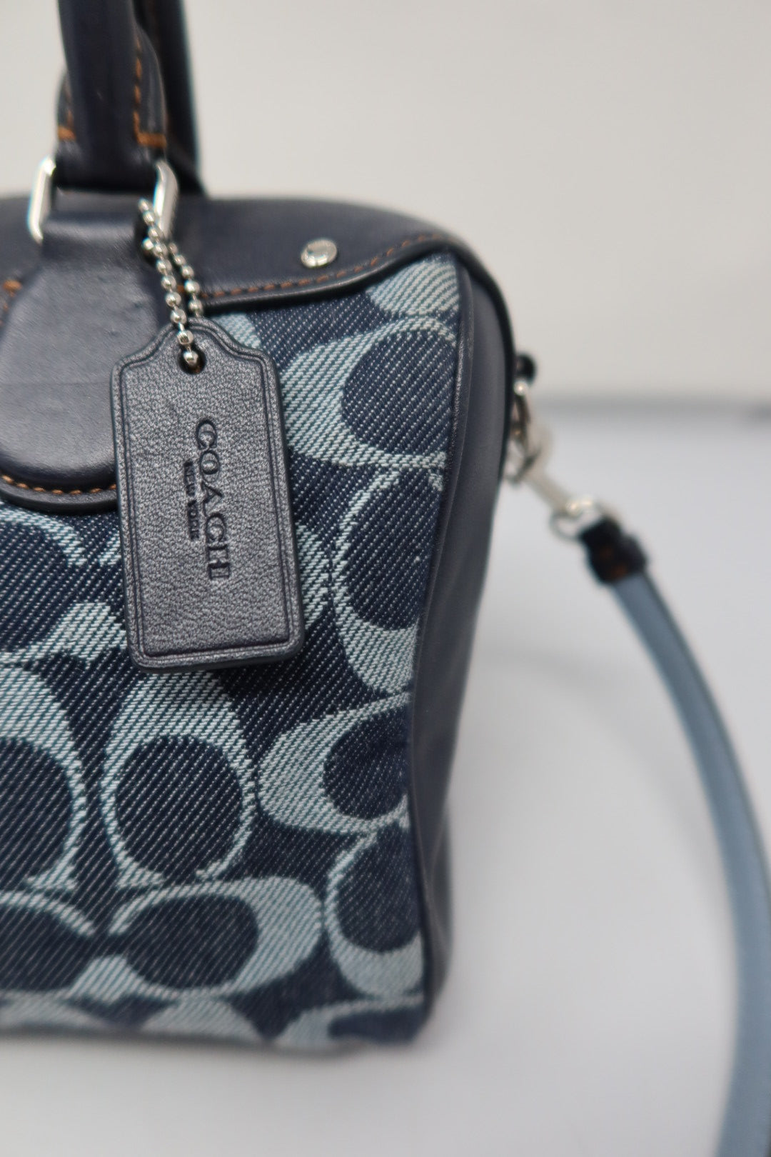 Coach Monogram Denim Leather 2Way Bag