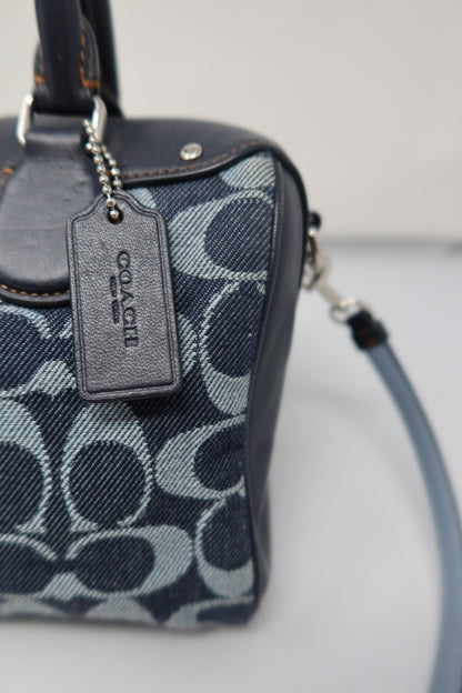 Coach Monogram Denim Leather 2Way Bag