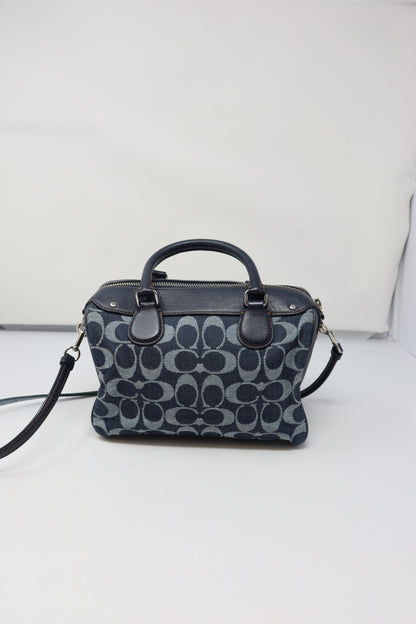 Coach Monogram Denim Leather 2Way Bag