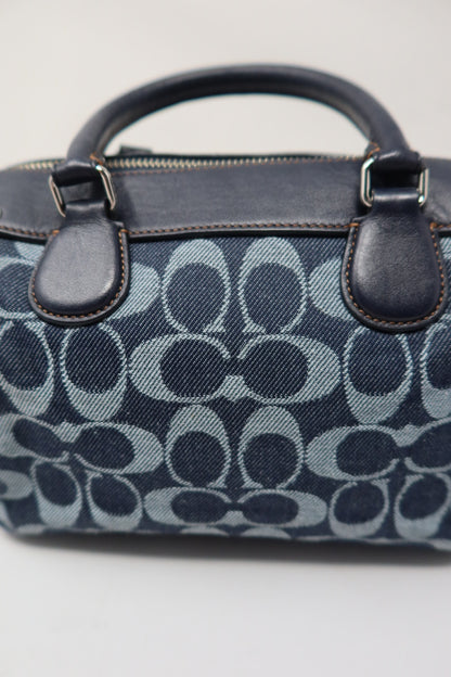 Coach Monogram Denim Leather 2Way Bag