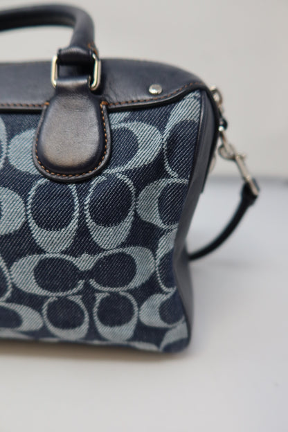 Coach Monogram Denim Leather 2Way Bag
