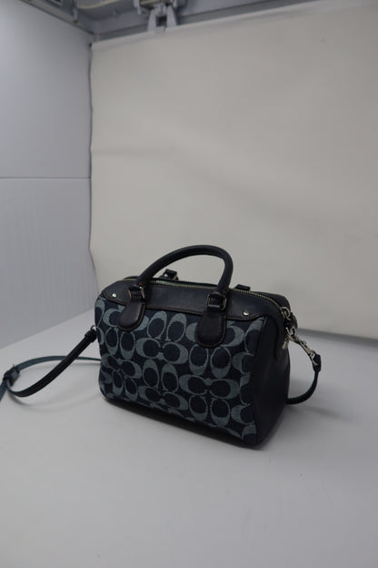 Coach Monogram Denim Leather 2Way Bag