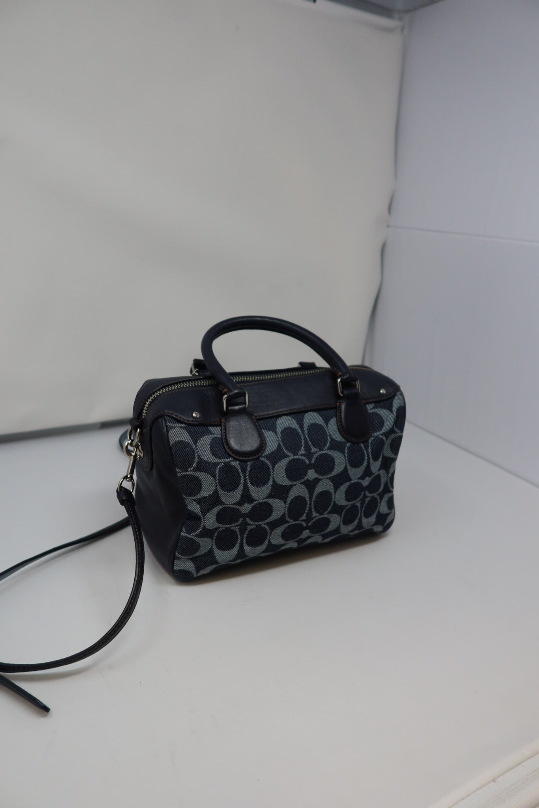 Coach Monogram Denim Leather 2Way Bag