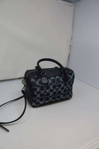 Coach Monogram Denim Leather 2Way Bag
