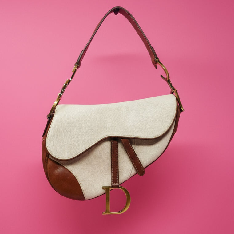 Dior Saddle Leather Trimmed Canvas