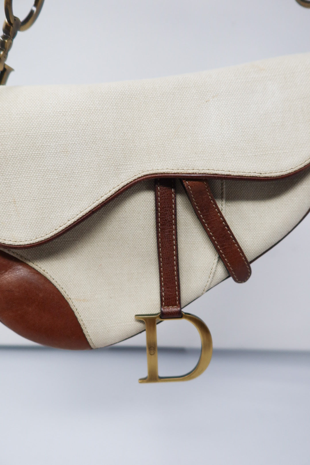 Dior Saddle Leather Trimmed Canvas