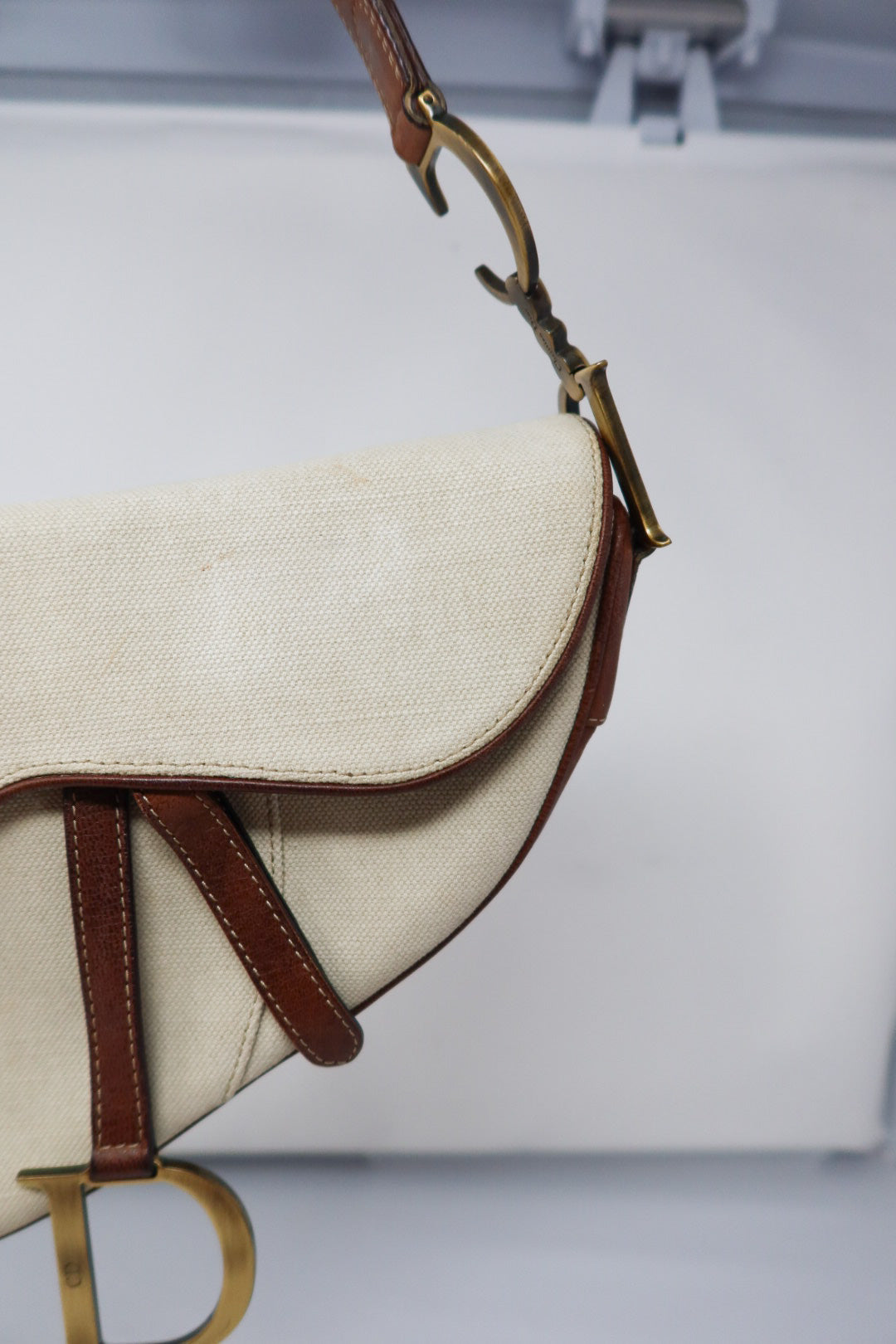 Dior Saddle Leather Trimmed Canvas