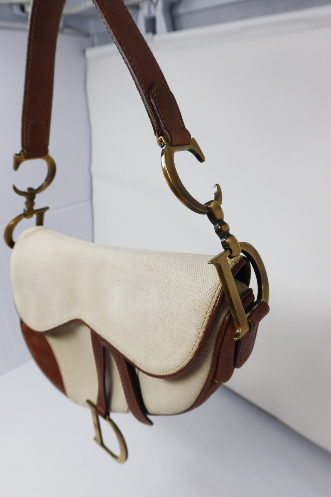 Dior Saddle Leather Trimmed Canvas