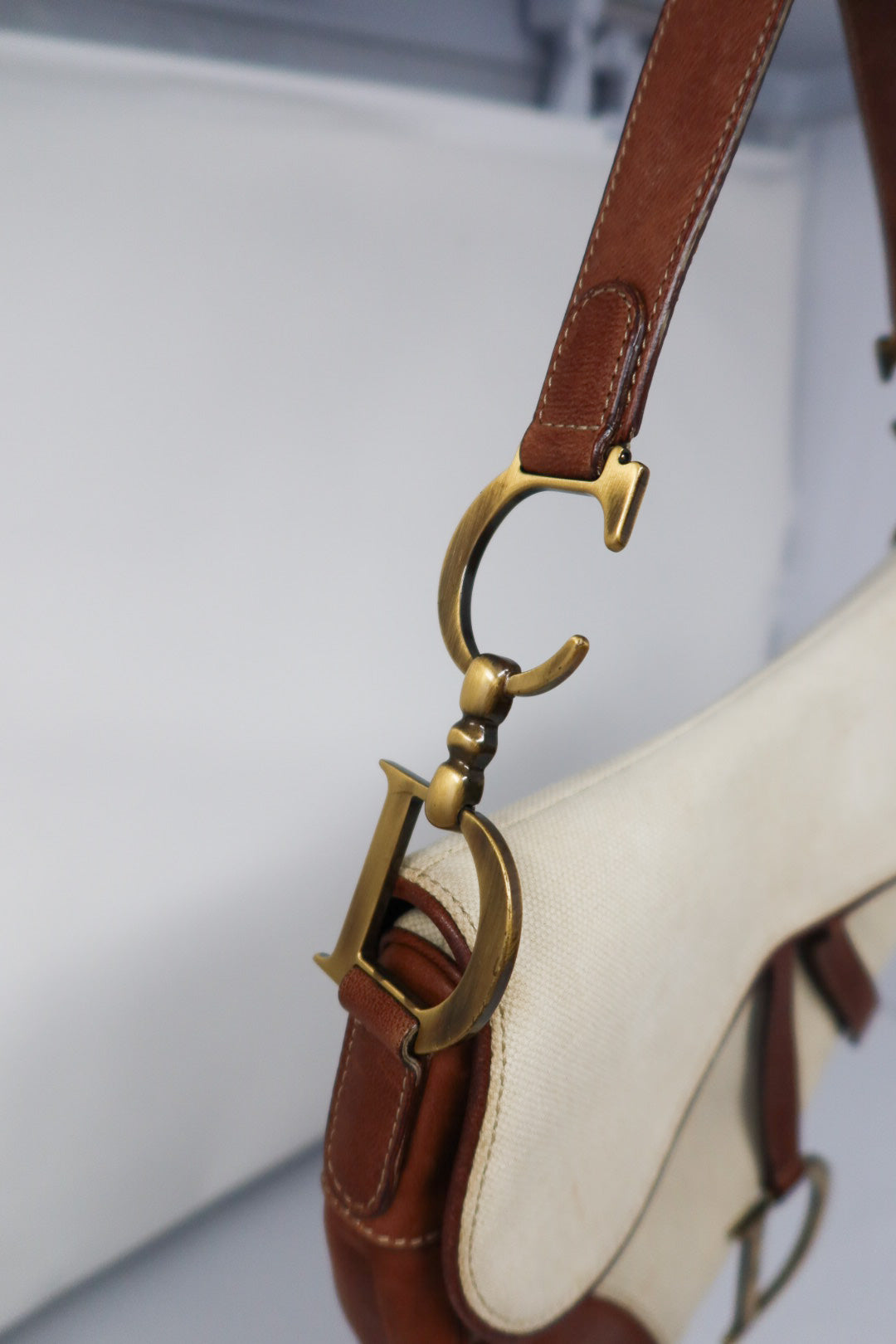 Dior Saddle Leather Trimmed Canvas