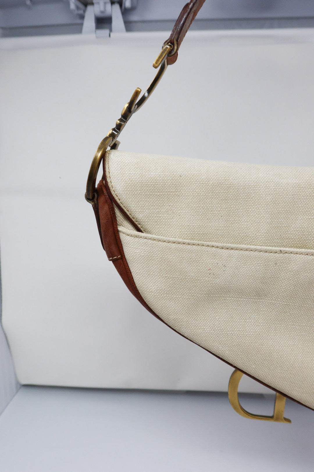 Dior Saddle Leather Trimmed Canvas