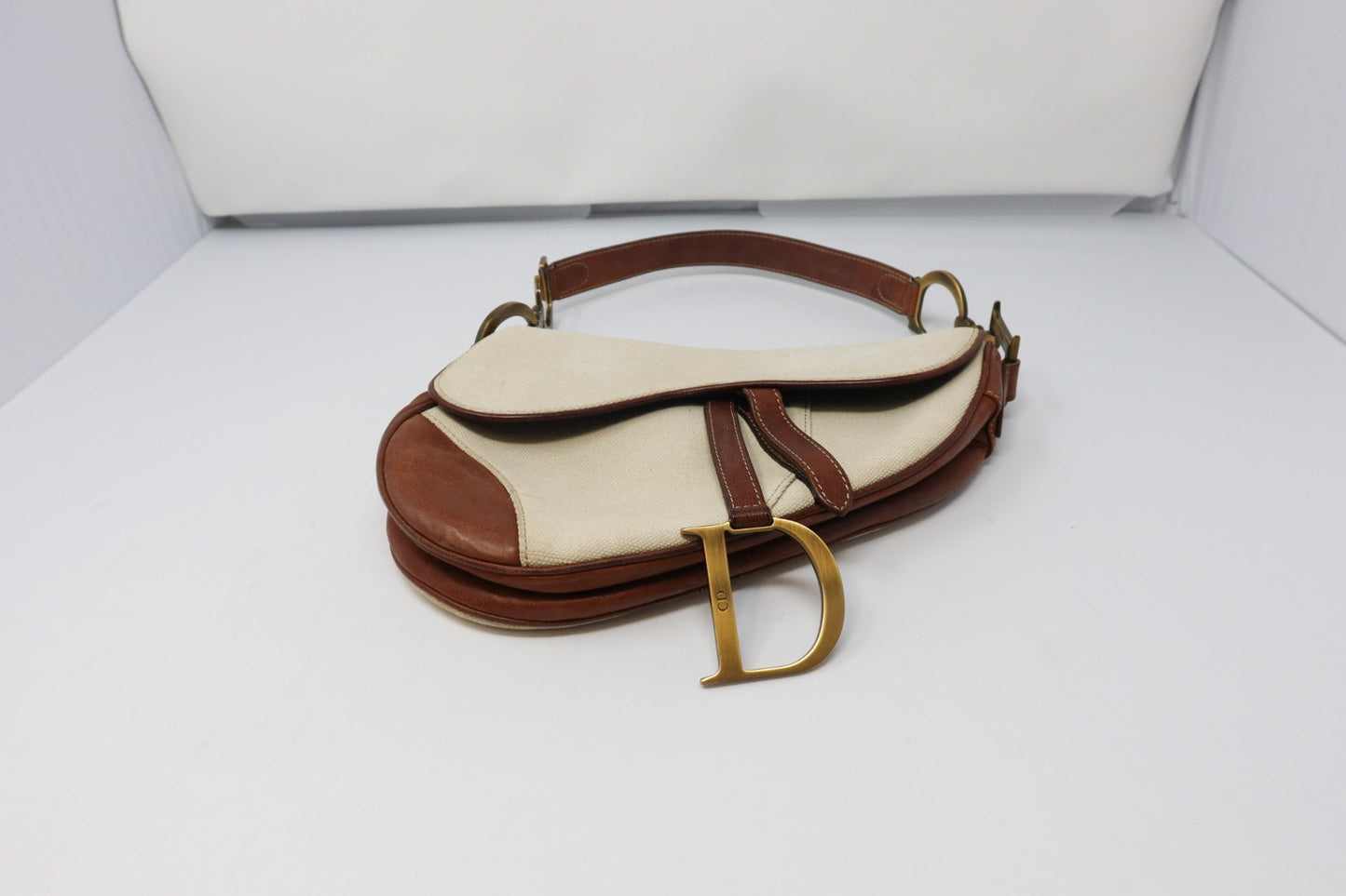 Dior Saddle Leather Trimmed Canvas