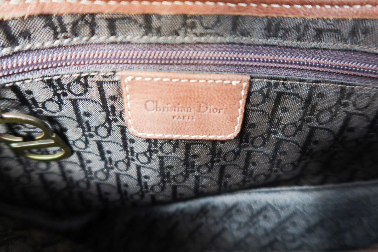Dior Saddle Leather Trimmed Canvas