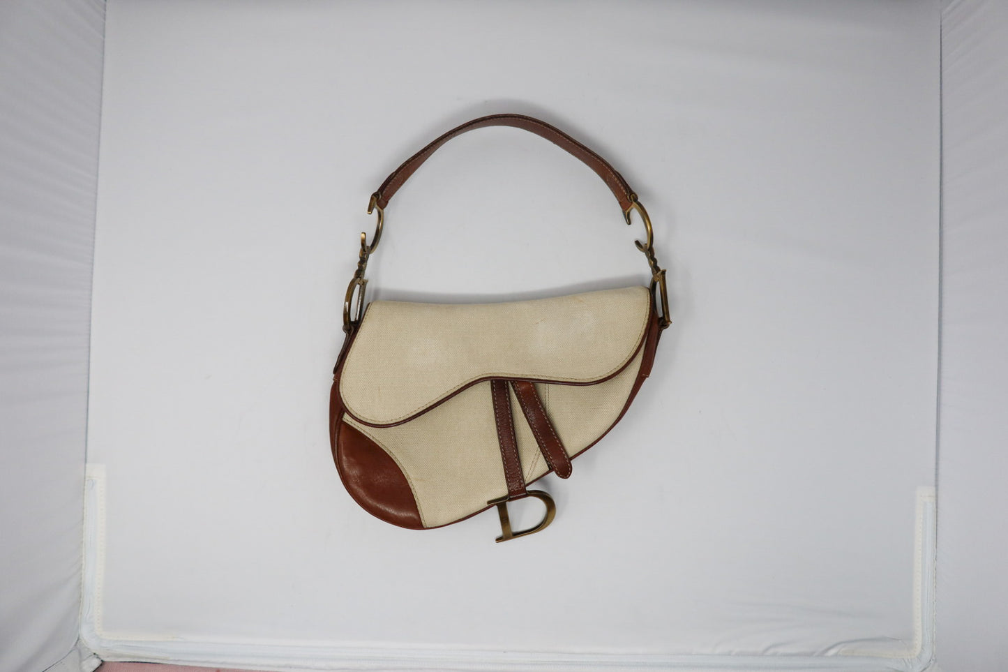 Dior Saddle Leather Trimmed Canvas