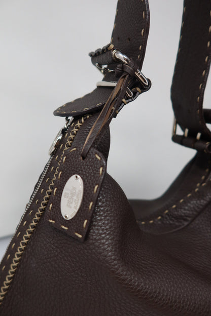Fendi Brown Selleria Oyster Shoulder Bag