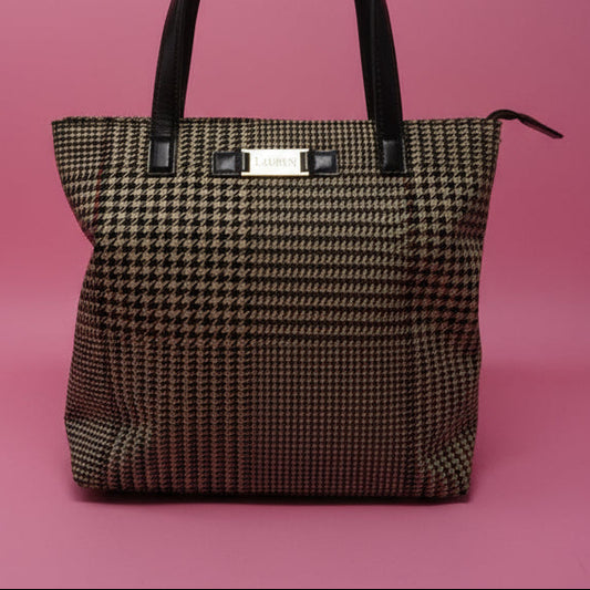 Ralph Lauren Black and Tan Shoulder Bag Tote