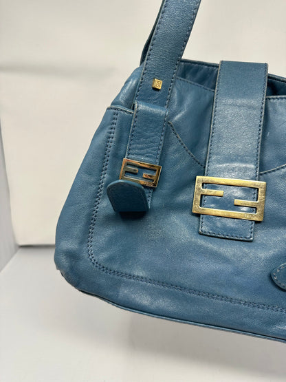 Fendi Blue Leather Vintage Tote