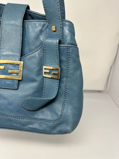 Fendi Blue Leather Vintage Tote