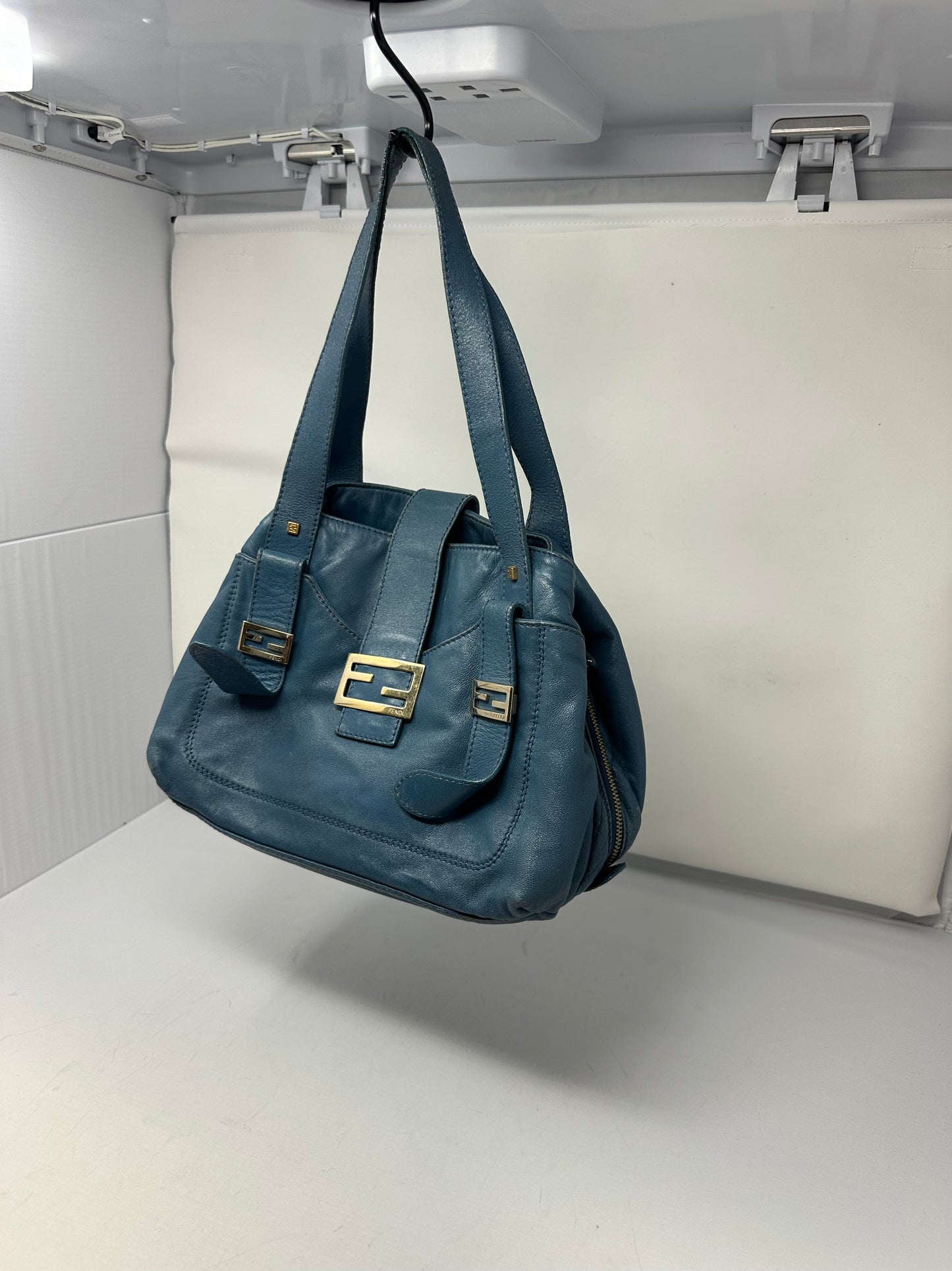 Fendi Blue Leather Vintage Tote