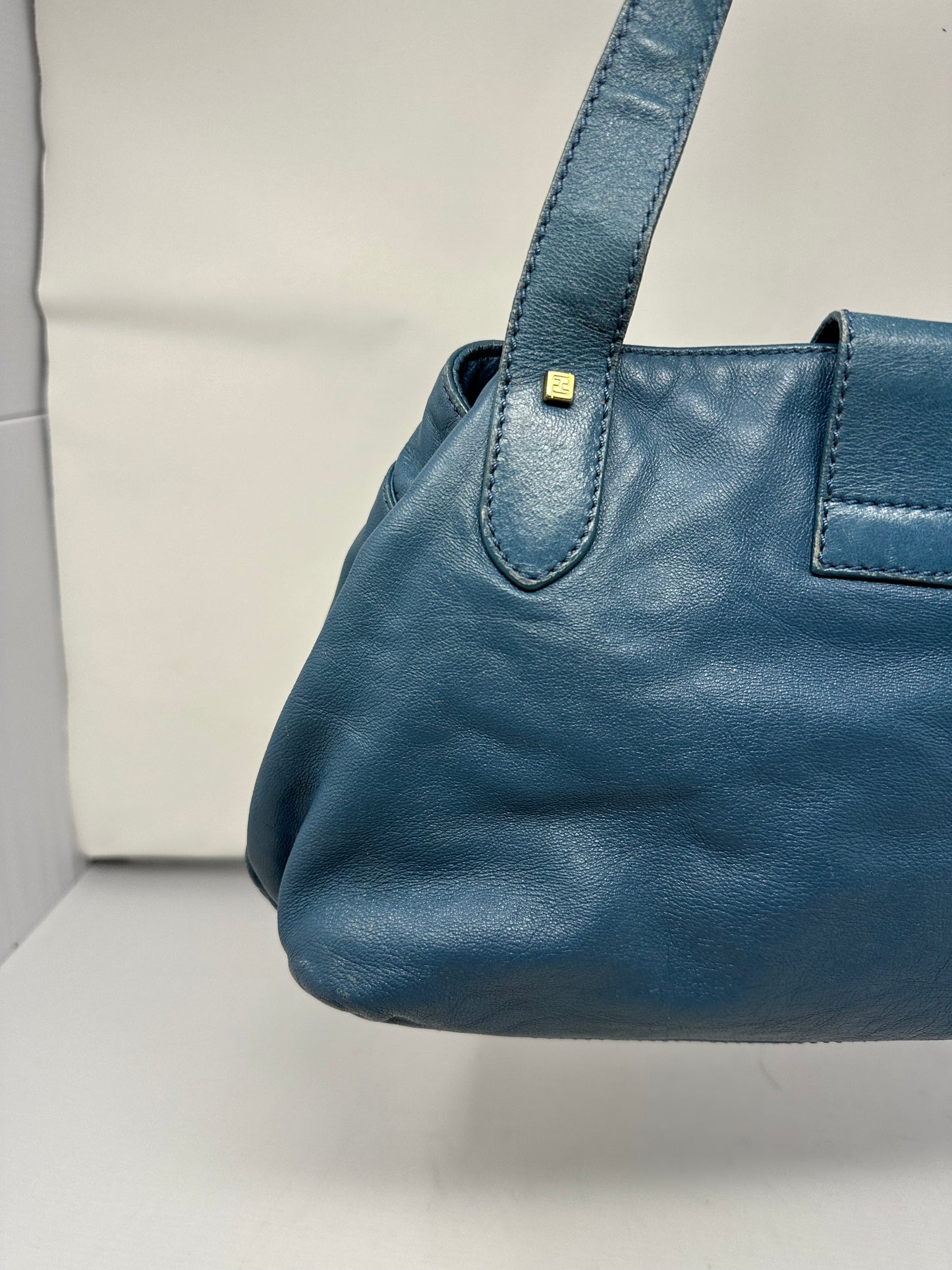 Fendi Blue Leather Vintage Tote