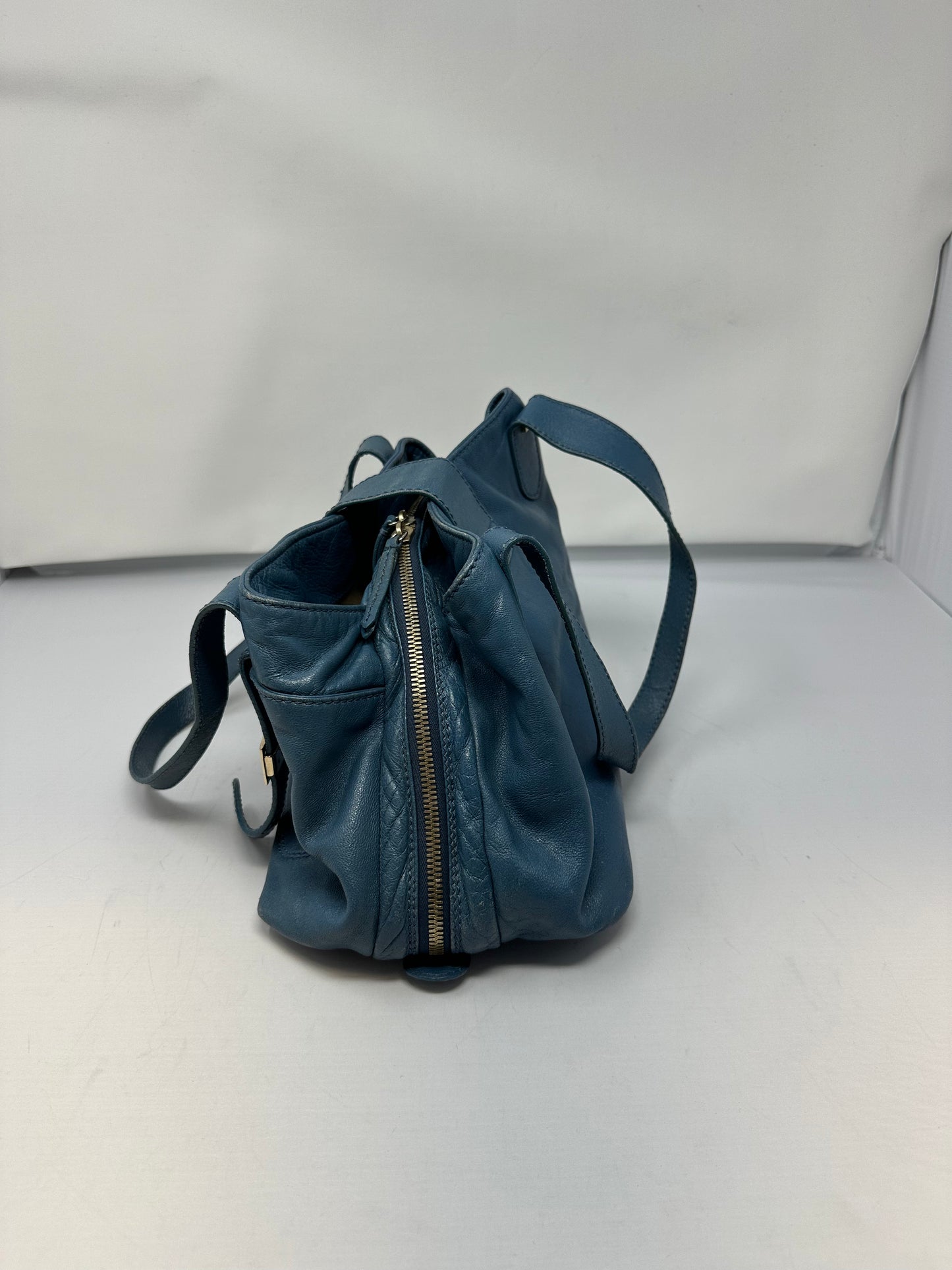 Fendi Blue Leather Vintage Tote