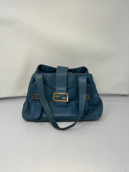Fendi Blue Leather Vintage Tote
