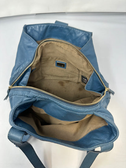 Fendi Blue Leather Vintage Tote