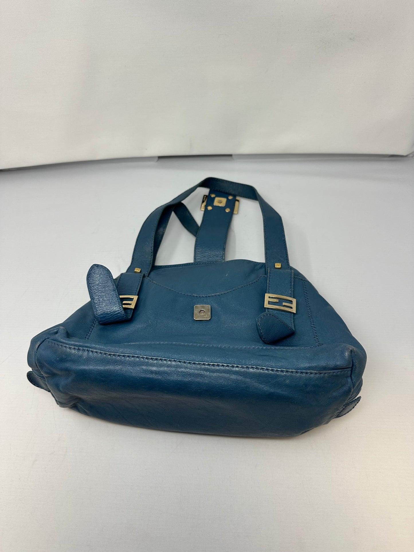 Fendi Blue Leather Vintage Tote