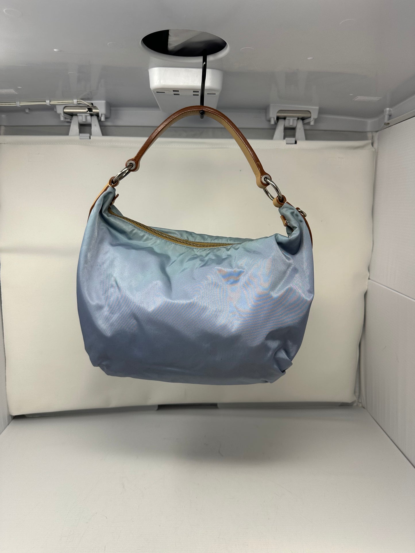 Prada Light Blue Embroidered Tessuto Hobo