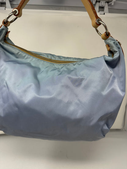 Prada Light Blue Embroidered Tessuto Hobo