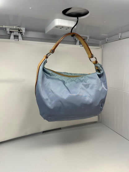 Prada Light Blue Embroidered Tessuto Hobo