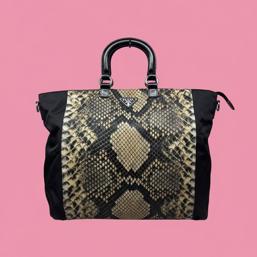 Prada City Tessuto Stampata Handle Bag