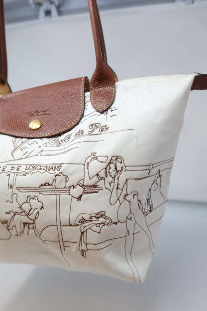 [RARE] White Embroidered Longchamp Tote - Under $300