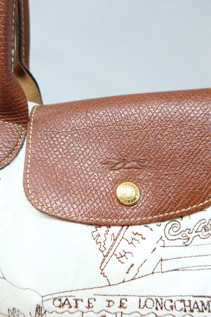 [RARE] White Embroidered Longchamp Tote - Under $300