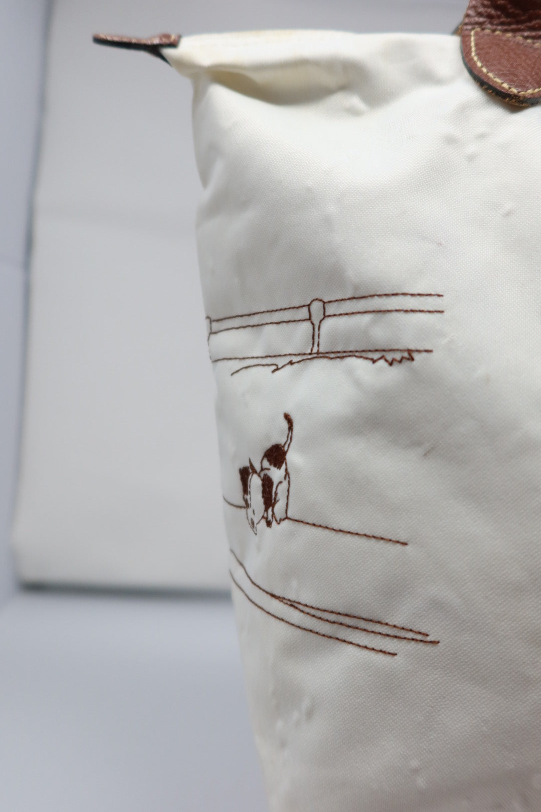 [RARE] White Embroidered Longchamp Tote - Under $300