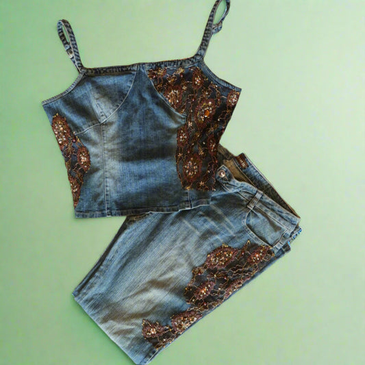 Denim Beaded Set