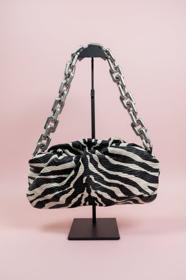 Bottega Zebra Print Slouch Chain Bag