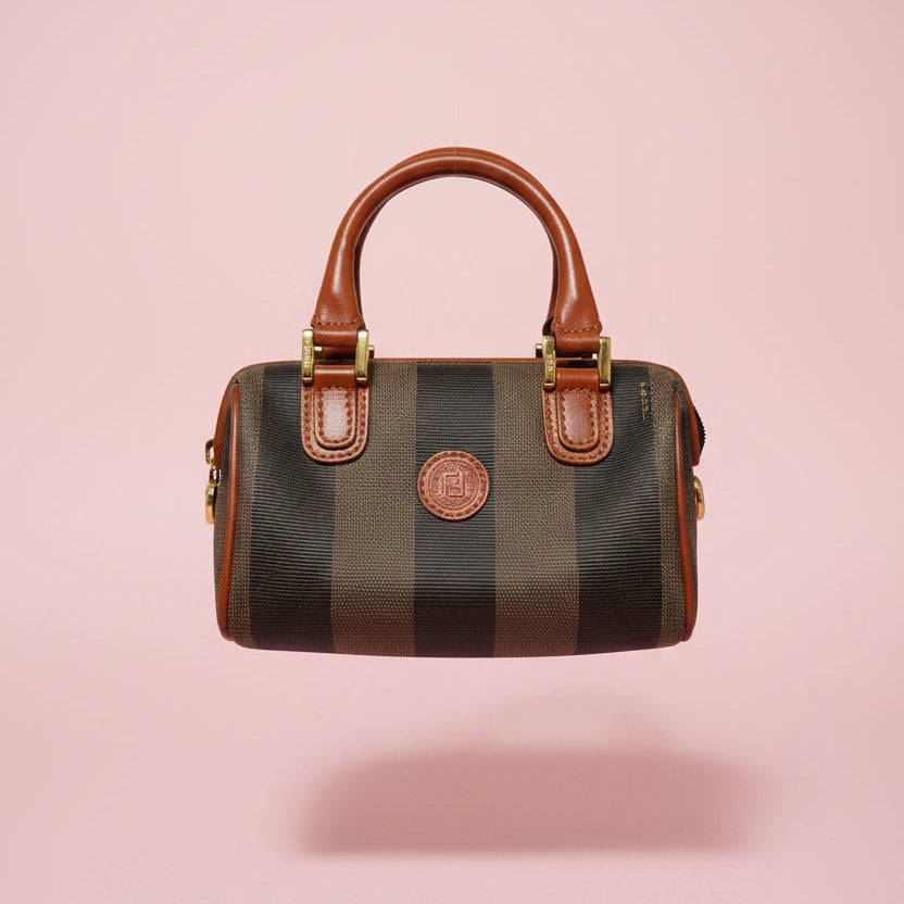 Fendi Pequin Mini Boston Bag