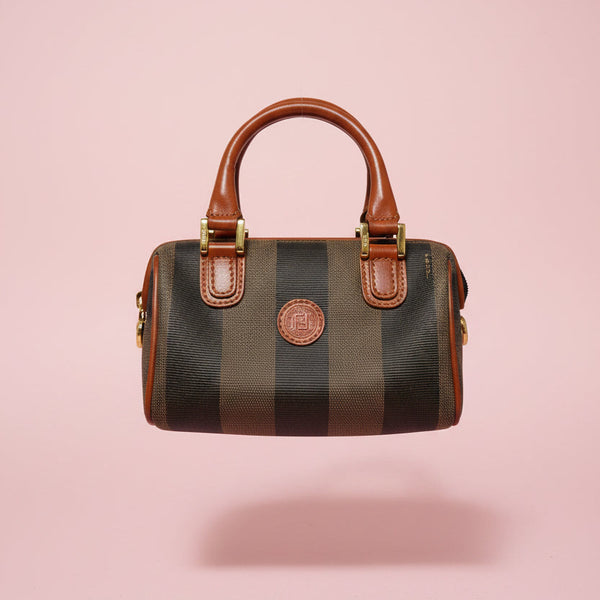 Fendi Pequin Mini Boston Bag