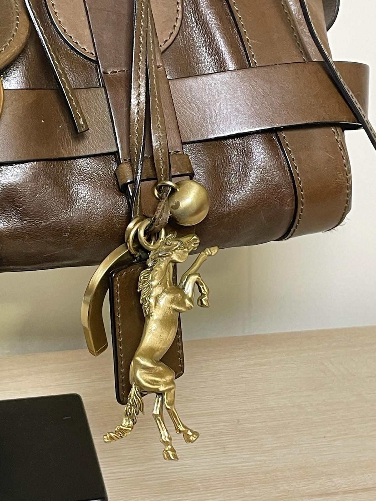 Chloé Kerala Brown Leather Equestrian Charm Shoulder Bag