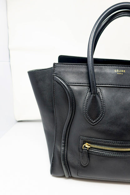 Celine Luggage Black Leather Tote Bag