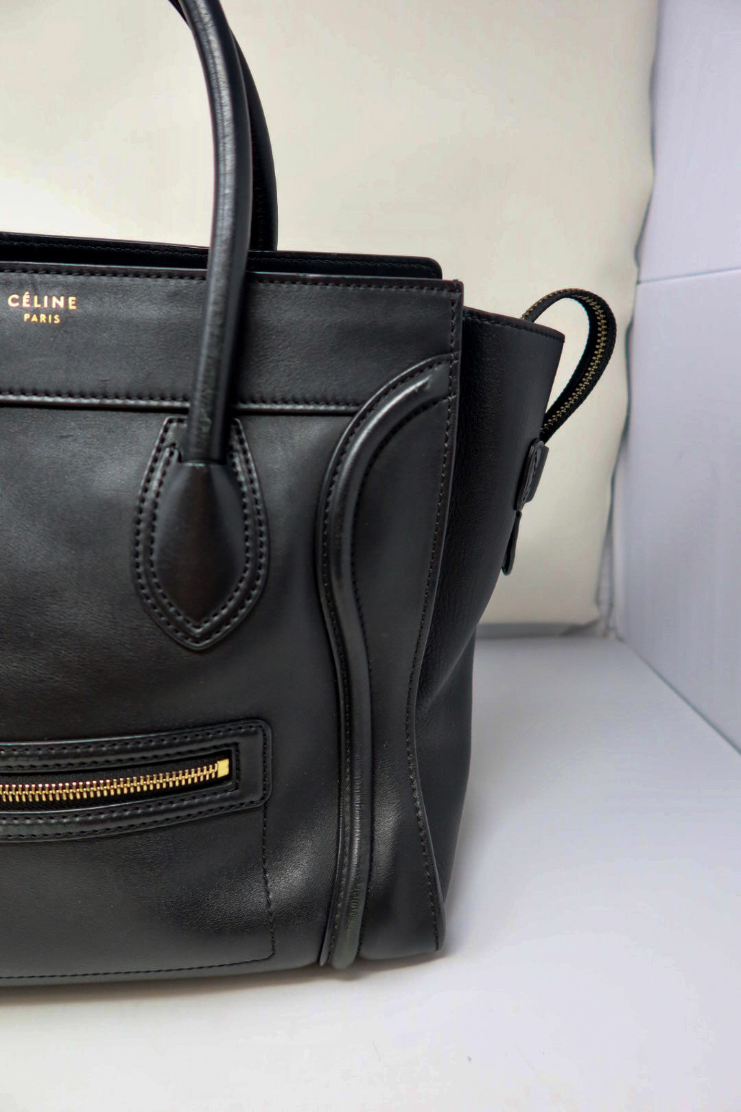 Celine Luggage Black Leather Tote Bag