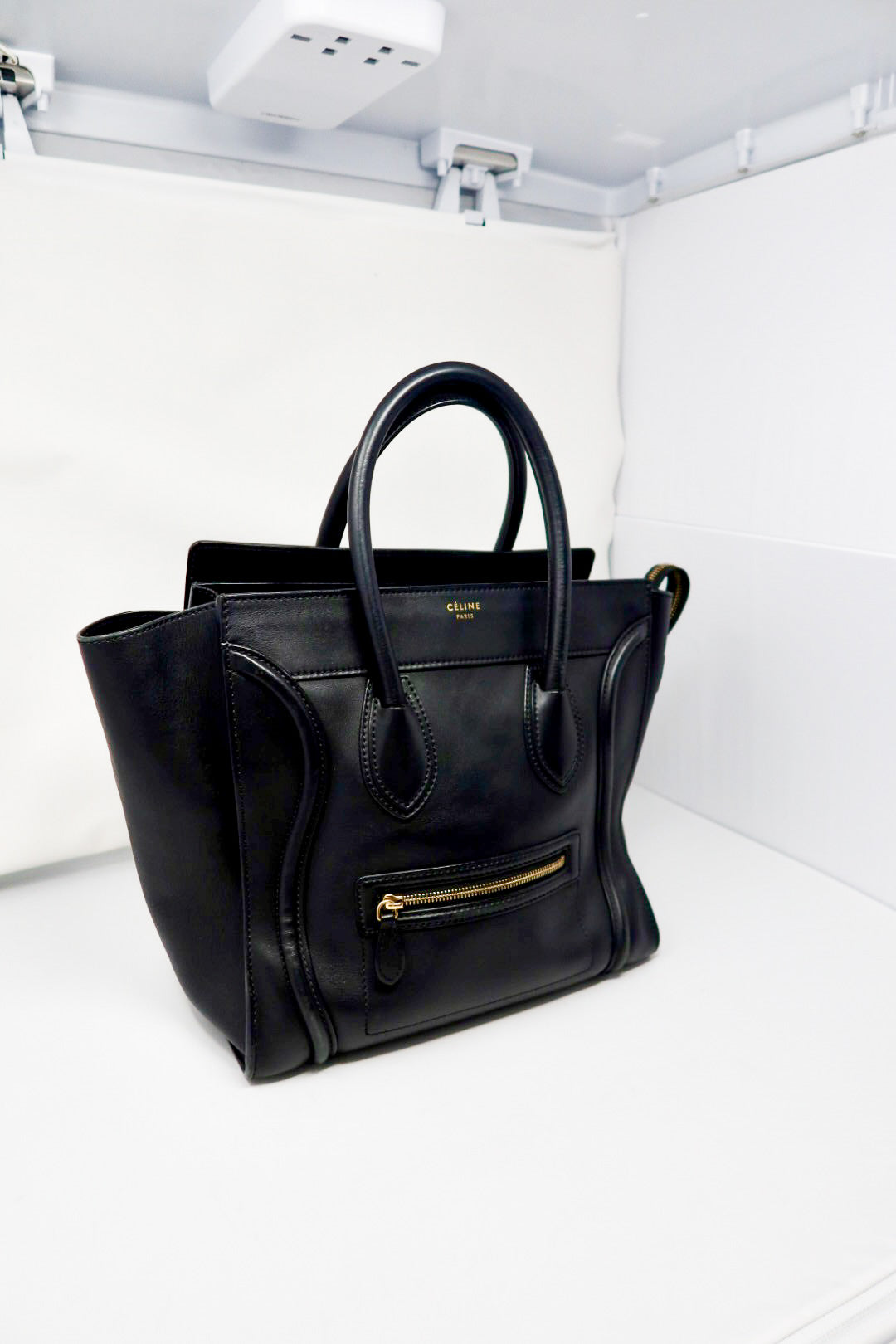 Celine Luggage Black Leather Tote Bag